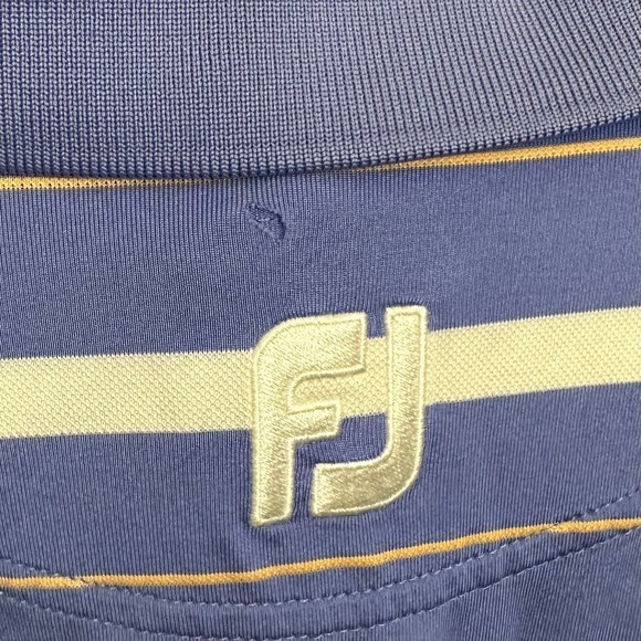 Footjoy Polo Shirt Short Sleeve White Purple Striped Golf Mens‎ Size Large - Picture 6 of 12